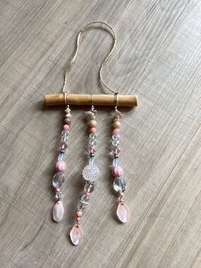 New Handmade Beaded Sun Catcher with Wire, Driftwood